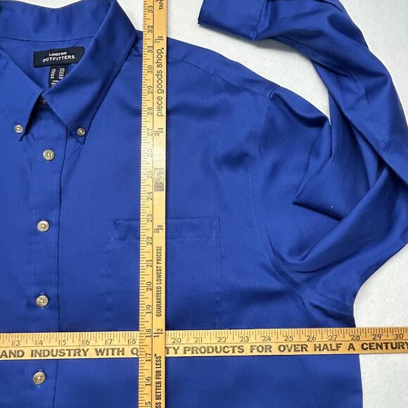 Lands End Outfitters Mens 2XL Button Down Shirt Royal Blue L/S 100% Cotton 2018 - Picture 7 of 12